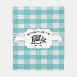 Teal Buffalo Play Farm Gris Fleece Blanket