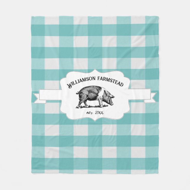 Teal Buffalo Play Farm Gris Fleece Blanket (Framsidan)