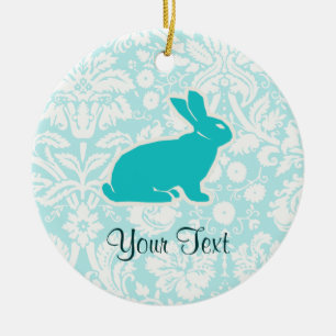 Teal Bunny Julgransprydnad Keramik