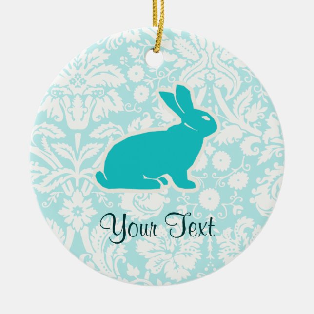 Teal Bunny Julgransprydnad Keramik (Framsidan)