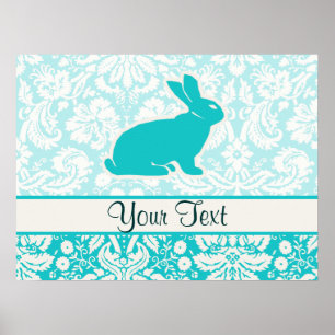 Teal Bunny Poster