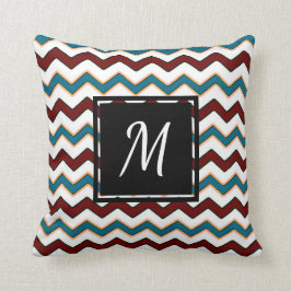 Teal Burgundy Chevron Monogram Chic Dekorativ kudd Kudde