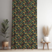 Teal Burgundy Ginkgo Mönster 