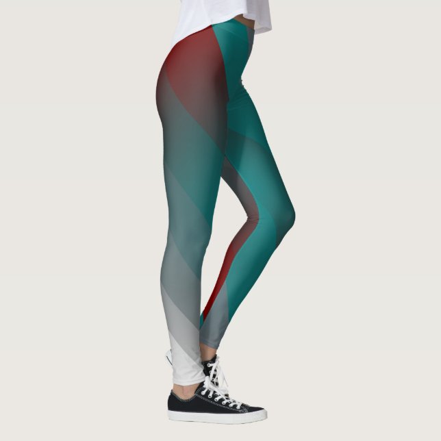 teal burgundy grått rand leggings (Höger)