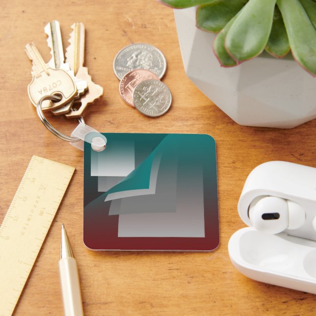Teal burgundy grått-sidor nyckelring (Skrivbord)