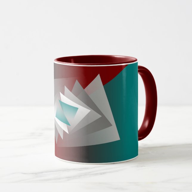 Teal Burgundy Grått Triangles Mugg (Framsida höger)