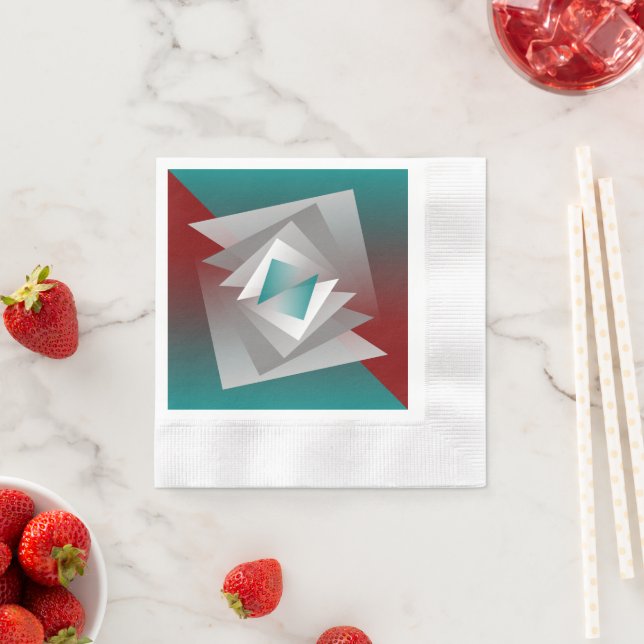 Teal Burgundy Grått Triangles Pappersservett (Insitu)