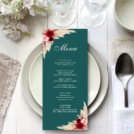 Teal Burgundy Ro och Pampas Grass Meny