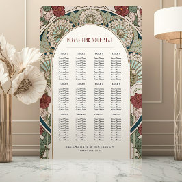 Teal Burgundy-sätesschemat Mucha Vintage bröllop