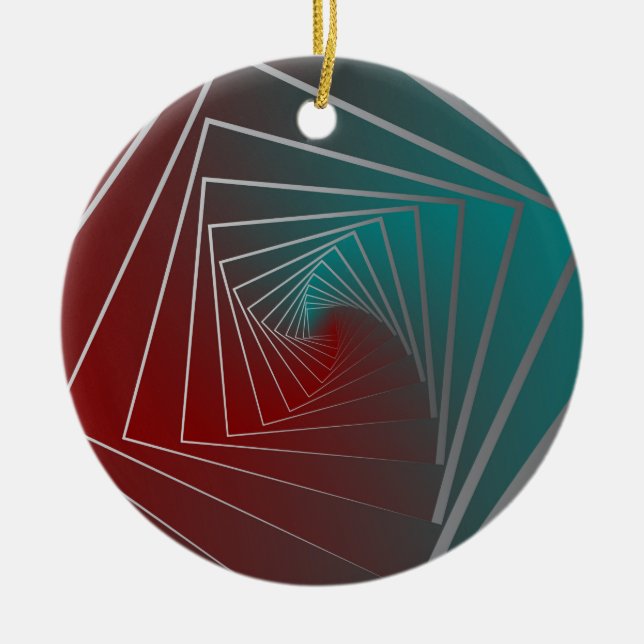 teal burgundy snurrning julgransprydnad keramik (Framsidan)