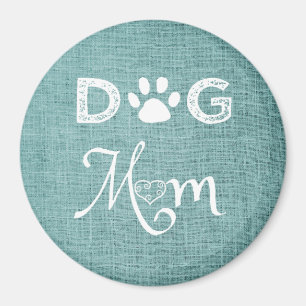 Teal Burlap Hund Mamma Magnet