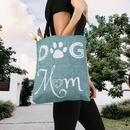 Teal Burlap Hund Mamma Tote Bag Tygkasse