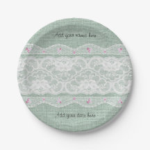 Teal Burlap och White Snöre Papper Plate