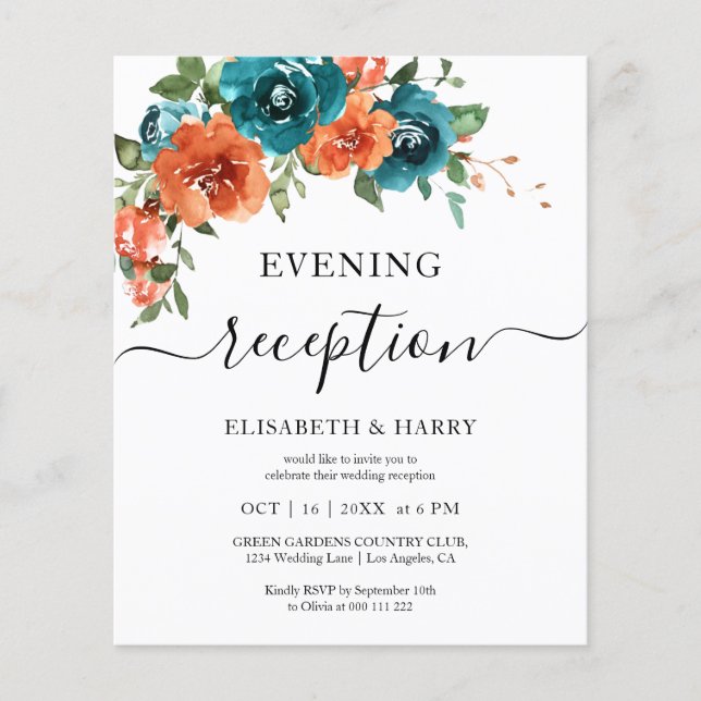 Teal Burnt Orange Budget Rust Budget Wedding  (Framsida)