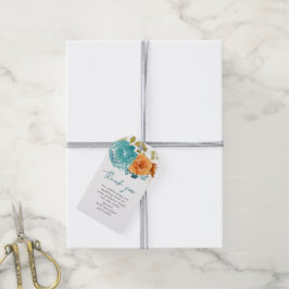 Teal Burnt Orange Foral Fall Tack Presentetikett