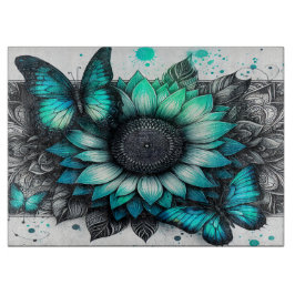 Teal Butterflies Solrosskärna