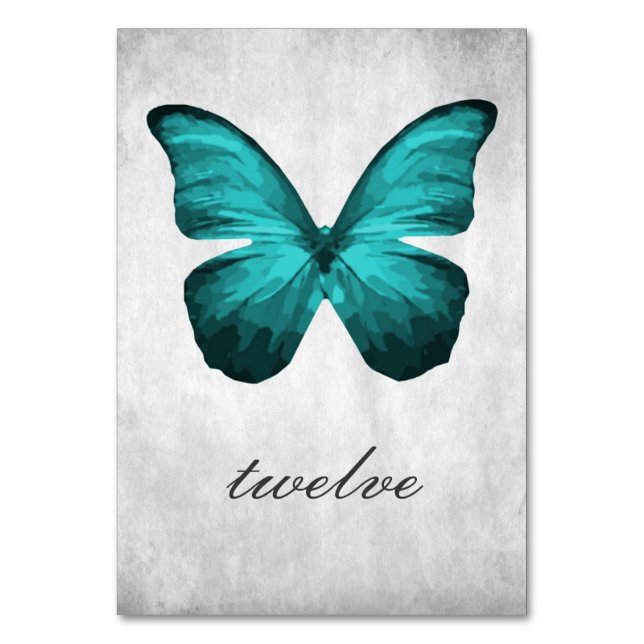 Teal Butterfly-Bordsnummer Card Bordsnummer (Framsidan)