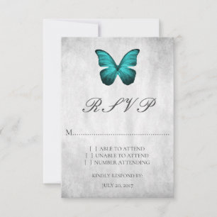Teal Butterfly Bröllop OSA Card Kort