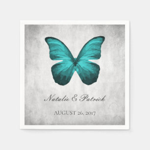 Teal Butterfly Bröllop Pappra Napkins Pappersservett