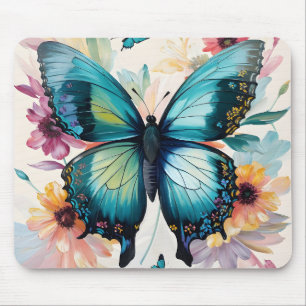 Teal Butterfly Color Flowers Art Musmatta