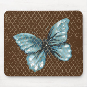 Teal Butterfly in chain Link Fence Design Musmatta