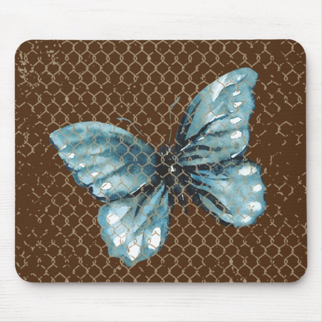 Teal Butterfly in chain Link Fence Design Musmatta (Framsidan)