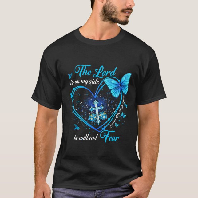 Teal Butterfly Ovarian Cancer Shirt, Lord Is T Shirt (Framsida)