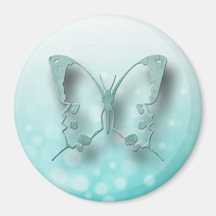 Teal Butterfly Refrigerator eller Locker Magnet