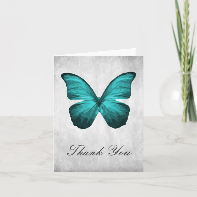 Teal Butterfly - tackkort (Framsida)
