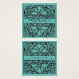TEAL CABLE KNIT Fyrkantigt visitkort II
