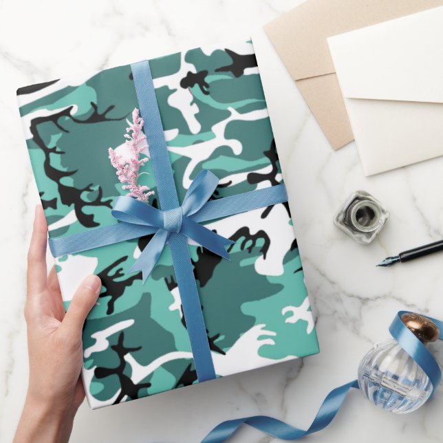 Teal Camo Presentpapper (Gifting)