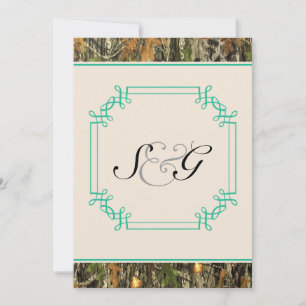 Teal Camo Rustic Hunting Wedding bjudande Inbjudningar