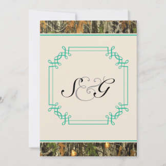 Teal Camo Rustic Hunting Wedding bjudande Inbjudningar