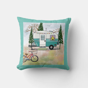 Teal Camper Pillow Kudde