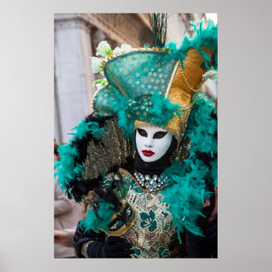 Teal Carnival Costume, Venedig Poster
