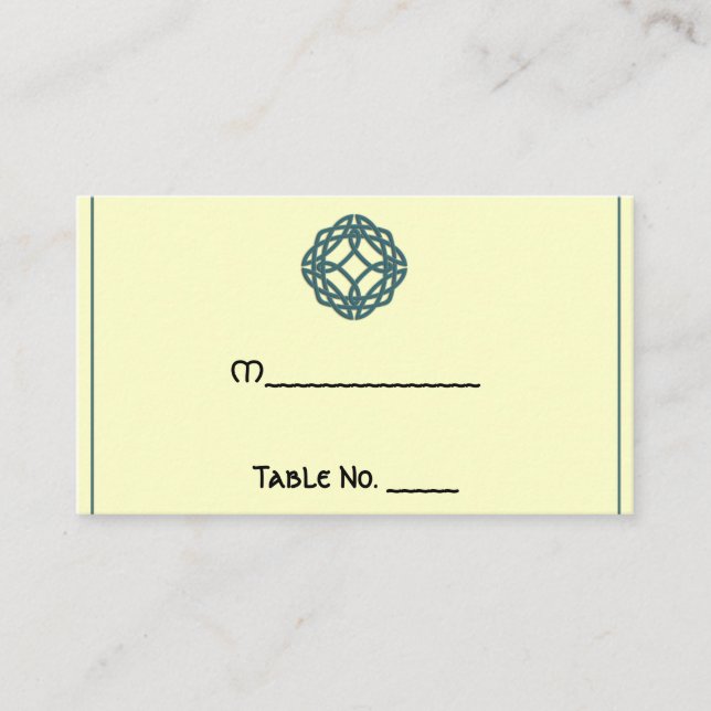 Teal Celtic Eternity Knot Bröllop Place Cards Placeringskort (Framsida)