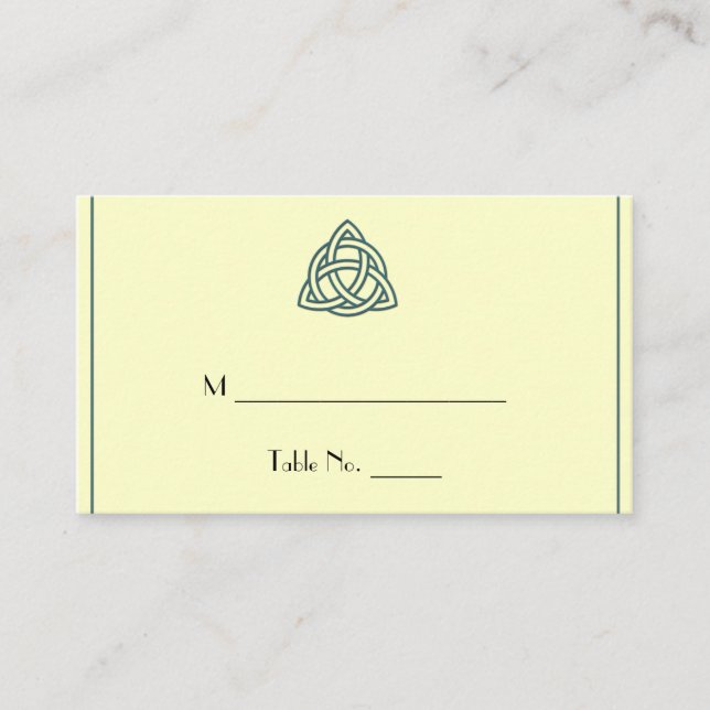 Teal Celtic Knot Bröllop ortkort Placeringskort (Framsida)