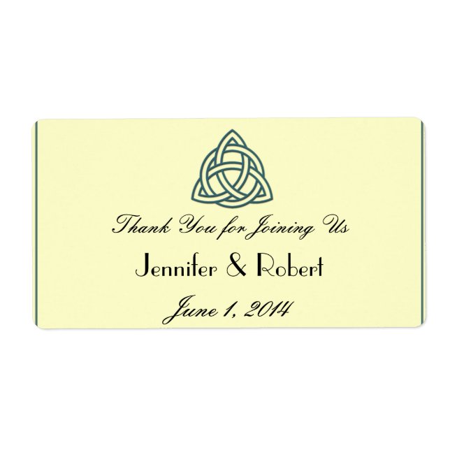 Teal Celtic Knot Vattenflaska Label Fraktsedel (Framsidan)