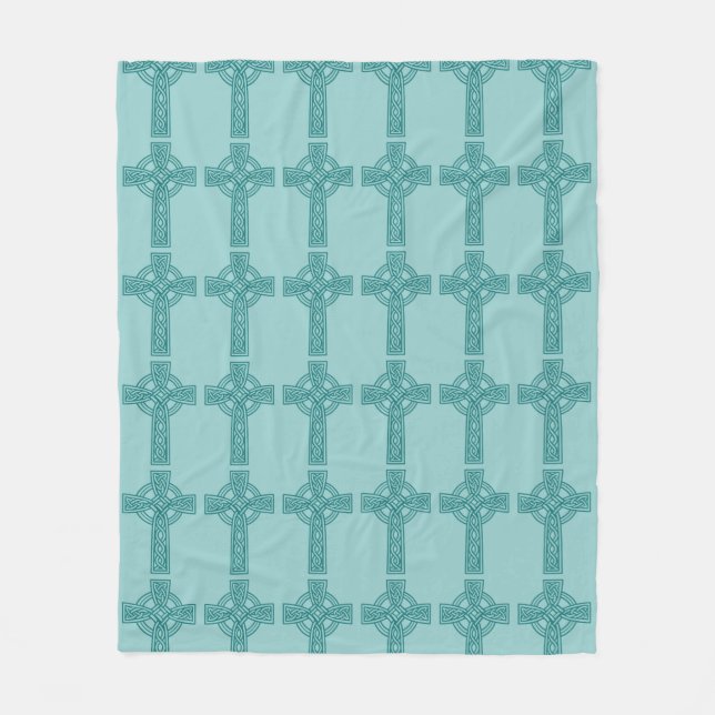 Teal Celtisk Korsfilt Fleecefilt (Framsidan)