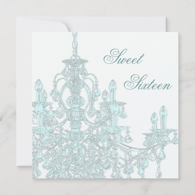 Teal Chandelier-Sweet sixteen-partiinbjudan Inbjudningar (Framsida)
