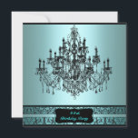 Teal Chandelier valfri Födelsedagsfest av nummer Inbjudningar<br><div class="desc">Teal blue chandelier var som helst födelsedagsfest inbjudan.</div>