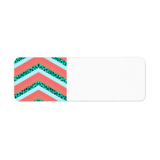 Teal Cheetah Chevron Orange Shades Rand Skriv ut Returadress Etikett