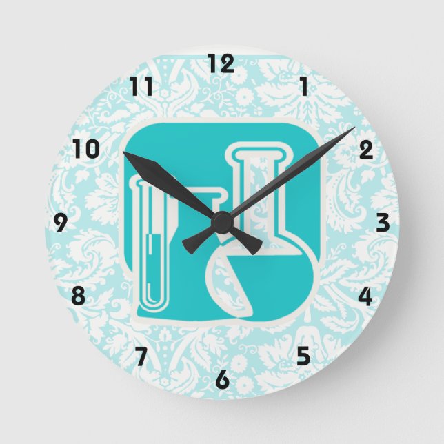 Teal Chemistry Rund Klocka (Framsida)