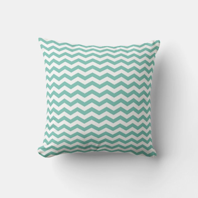 Teal Chevron Dekorativ kudde (Framsida)