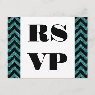 Teal Chevron Glitter OSA Postcard Inbjudan Vykort