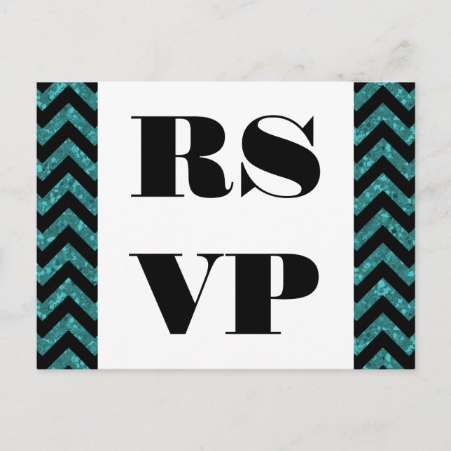 Teal Chevron Glitter OSA Postcard Inbjudan Vykort (Framsida)