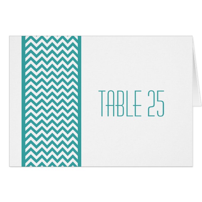 Teal Chevron Gräns Bordsnummer Card Hälsningskort (Framsidan Horizontal)