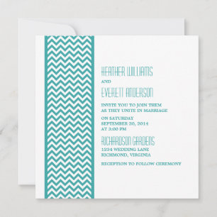 Teal Chevron Gräns bröllopsinbjudan Inbjudningar