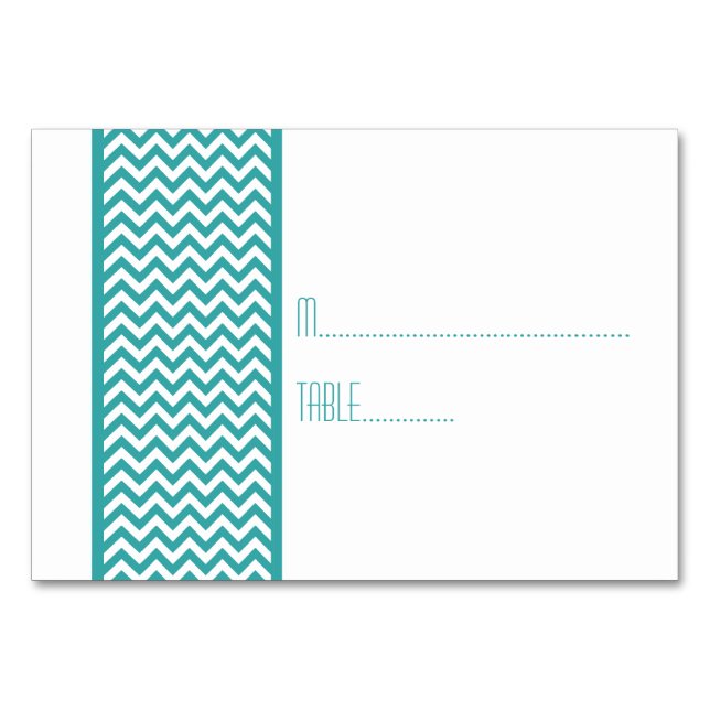 Teal Chevron Gräns Escort Card Bordsnummer (Framsidan)
