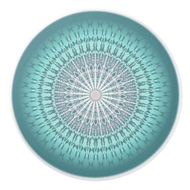 Teal Chevron Mandala Mönster Knopp (Framsidan)